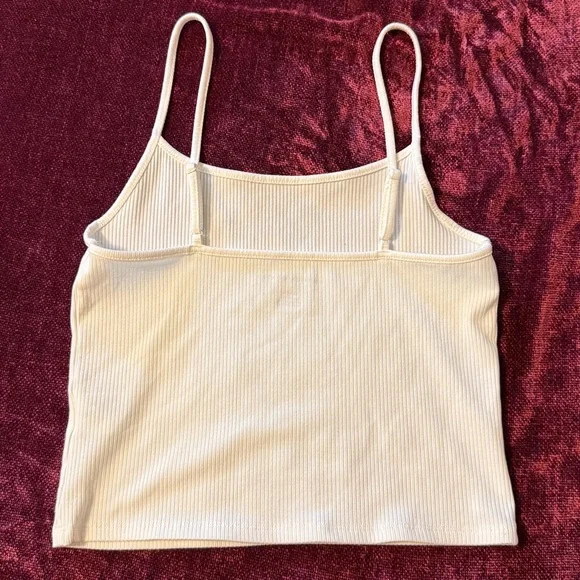 American Eagle Outfitters Cream Fitted Crop Tank Top - Picture 4 of 6